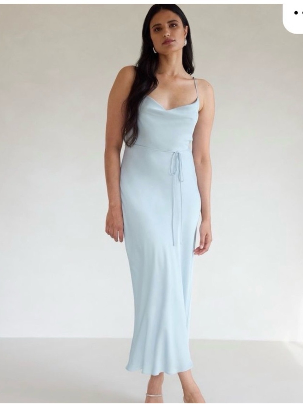Park & Fifth Pale Blue Slip Midi Dress with Tie Waist